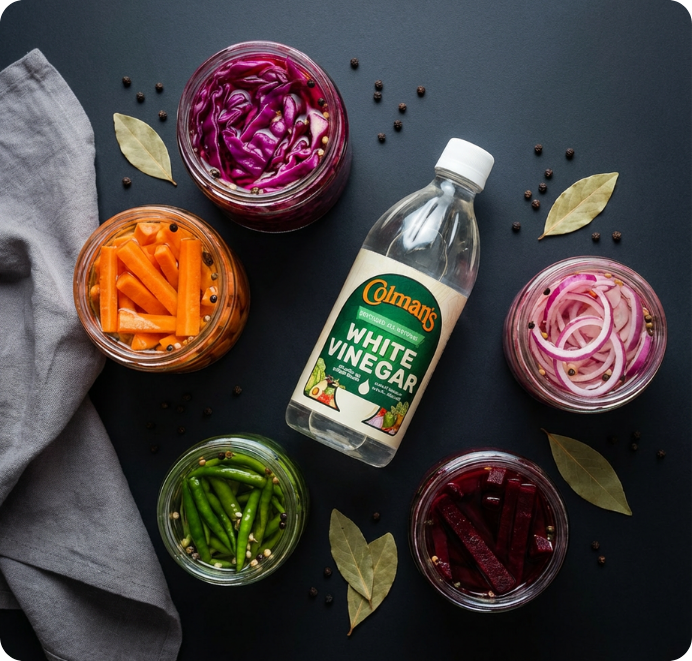 Quick Pickled Vegetables made with Colman’s White Vinegar